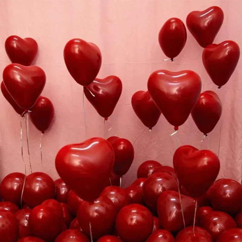 50pcs Red Heart Balloons Inflatable Latex Balloon for Valentine Day Wedding Party Anniversary Decoration Supplies Wholesale