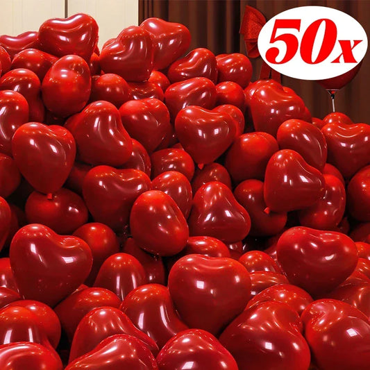 50pcs Red Heart Balloons Inflatable Latex Balloon for Valentine Day Wedding Party Anniversary Decoration Supplies Wholesale