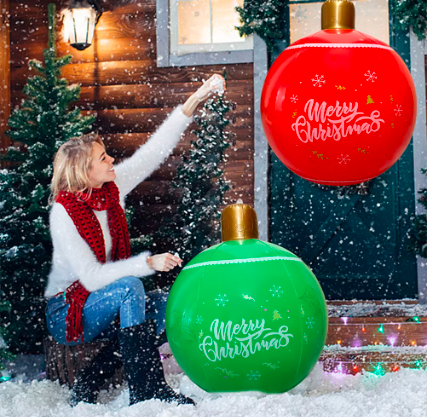 6x24 Inch Giant Inflatable Christmas Ball Large Outdoor Decorated Ball Outdoor Christmas Decorations Christmas Decorations Ball