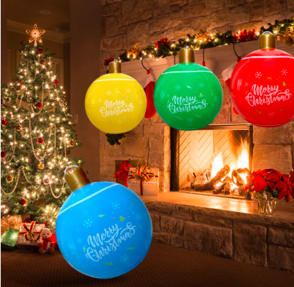 6x24 Inch Giant Inflatable Christmas Ball Large Outdoor Decorated Ball Outdoor Christmas Decorations Christmas Decorations Ball