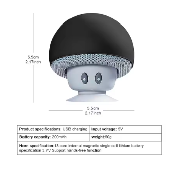 Mini Mushroom Bluetooth Speaker + Microphone