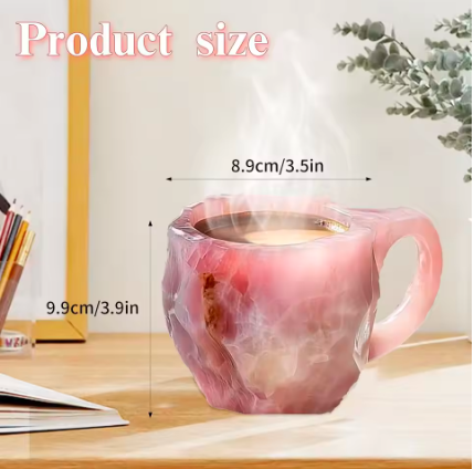 Mineral Crystal Coffee Mugs Simulation Mineral Crystal Resin Coffee Cups with Spoon