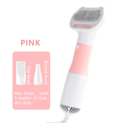 3 In 1 Pets Hair Dryer Brush Comb  for Dog Cat Kitten Puppy Fur Grooming with Adjustable Gears Wind Speed Control Mute