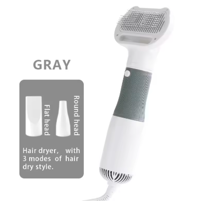 3 In 1 Pets Hair Dryer Brush Comb  for Dog Cat Kitten Puppy Fur Grooming with Adjustable Gears Wind Speed Control Mute