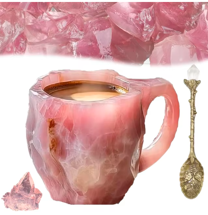 Mineral Crystal Coffee Mugs Simulation Mineral Crystal Resin Coffee Cups with Spoon