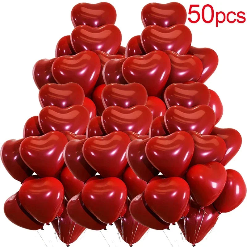 50pcs Red Heart Balloons Inflatable Latex Balloon for Valentine Day Wedding Party Anniversary Decoration Supplies Wholesale